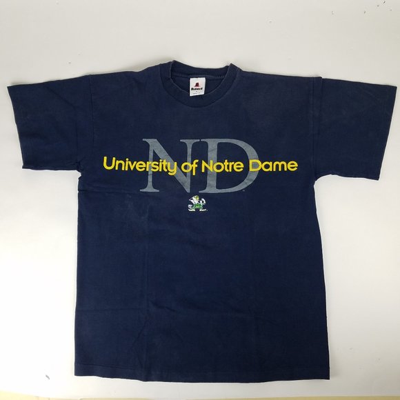VTG 90's USA made Notre Dame Tee T-Shirt Medium Single Stitch - Picture 1 of 8